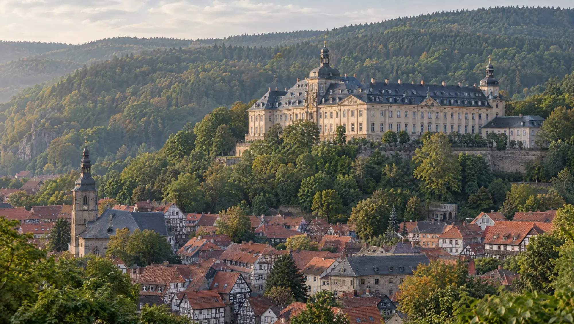 Blankenburg (Harz) mit dem Großen Schloss über der Altstadt